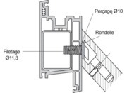 Fixation simple face pour poignées de tirage à 45° (portes bois / PVC / aluminium)