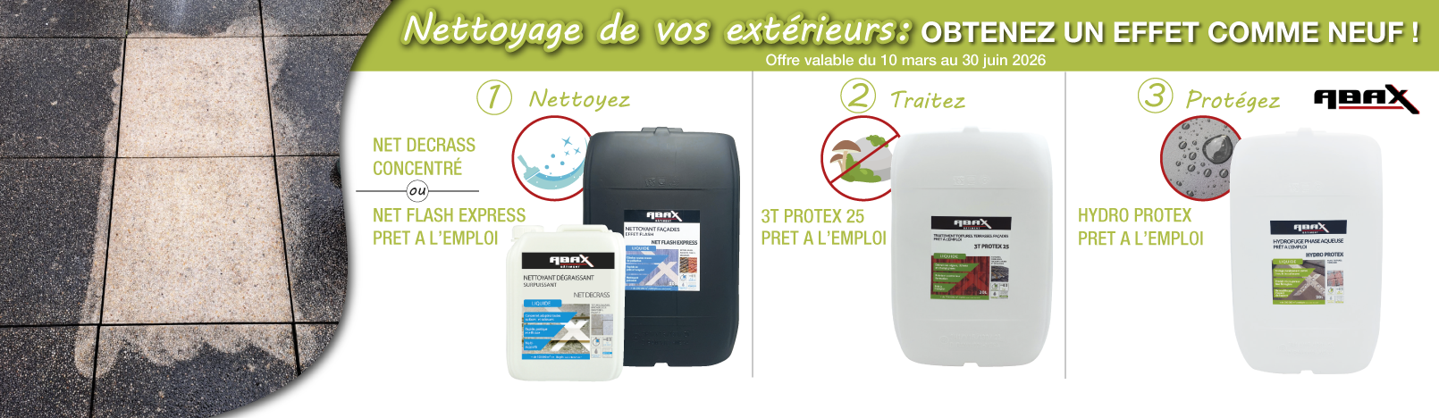 Slider Nettoyants extérieurs ABAX 2026