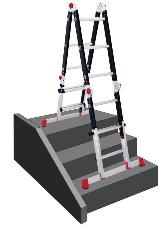 Échelle télescopique 5 m, pliable avec stabilisateur, échelle pliante  antidérapante, échelle polyvalente en acier inoxydable de