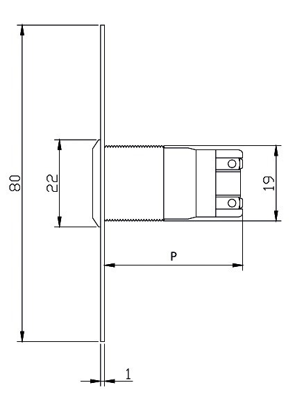 BOUTON POUSSOIR INOX 19 mm NO BORNIER A VIS