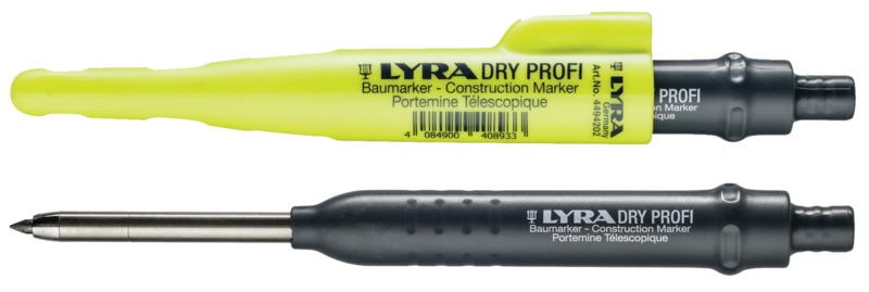 Porte mine télescopique Lyra Dry Profi avec mine graphite 2B - BATIFER,  quincaillerie professionnelle, spécialiste du bâtiment et de l'agencement
