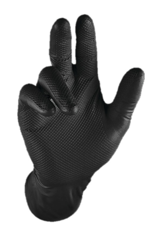 Boîte de 50 gants jetables en nitrile noir texturé, non poudré