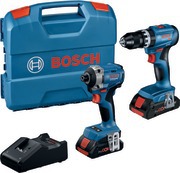 Kit 2 outils Perceuse-visseuse à percussion + visseuse à choc + 2 batteries + 1 chargeur rapide