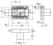 Serrure à axe variable réversible