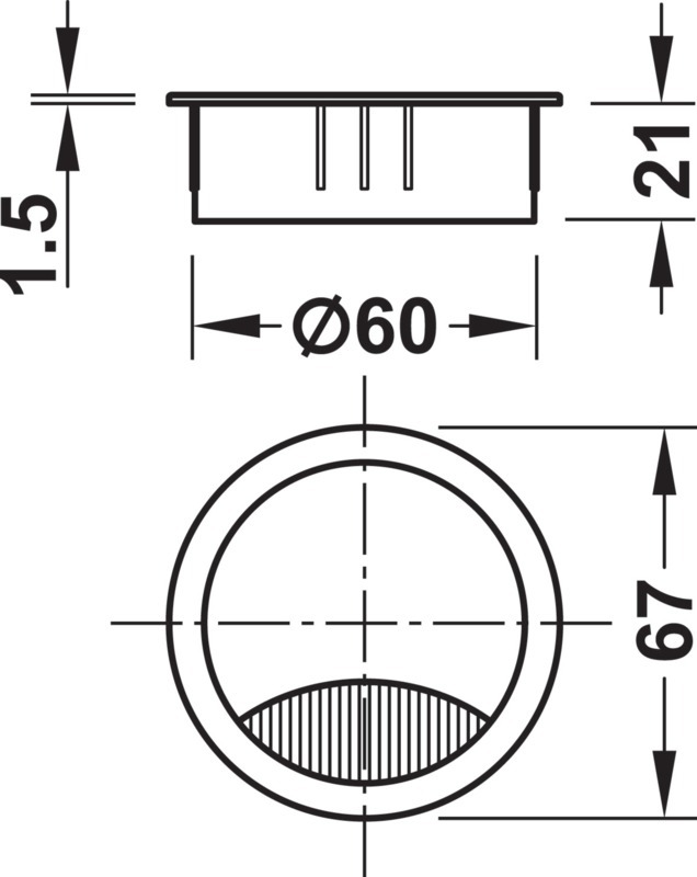 Passe-câble massif de haute qualité en zamak, Ø80 mm pour bureau avec joint  brosse, surface:chromée. Guide-câbles de table Passage de câbles de SISO /