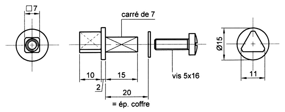 Clé EDF Acier à TRIANGLE Femelle De 11MM - Vis-expresss