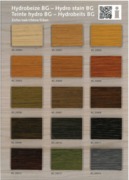Nuancier de teintes hydro sur bois précieux