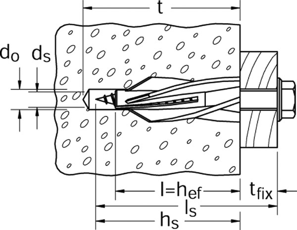 Cheville jusqu 'à 12 mm de diamètre pour ancrage dans béton cellulaire